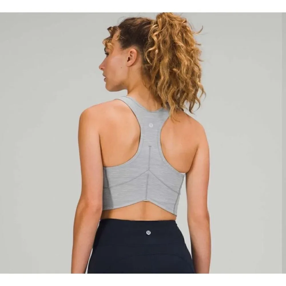 Lululemon Power Thru Crop Tank Top Heathered Rhino Grey Racerback Women's Size 4